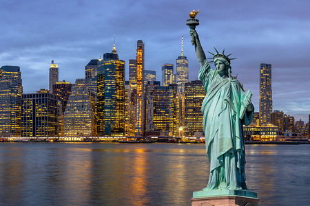logo河流摄影照片_自由女神像在纽约市