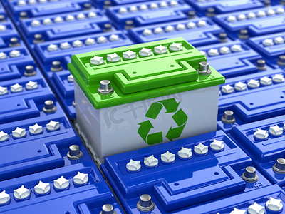 机电摄影照片_汽车电池回收。绿色能源。蓄能器的背景