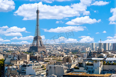 拱门摄影照片_巴黎，埃菲尔铁塔与全景