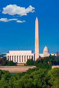 我们在基层摄影照片_华盛顿纪念碑国会大厦和林肯纪念堂