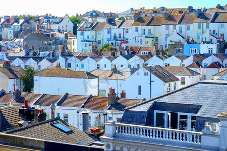 rows of English terraced houses close together on top of each ot