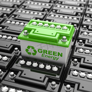 汽车电池回收。绿色能源。蓄能器的背景