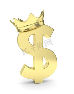 皇室成员摄影照片_与皇冠的金色美元符号。