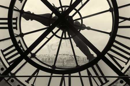 时钟和视图的蒙马特高地，巴黎，ile de 法国、 法国