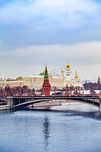 2018俄罗斯世界杯字体设计摄影照片_克里姆林宫，俄罗斯莫斯科。克里姆林宫在冬天