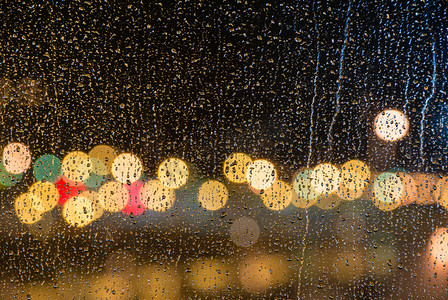 光斑水纹摄影照片_下雨的窗口
