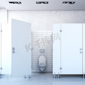 公共厕所隔间。3d 渲染