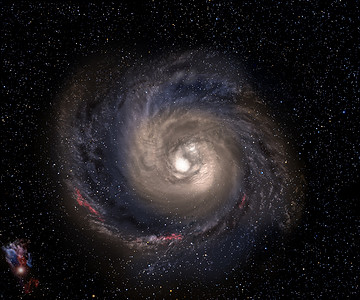星云摄影照片_飞越星空背景下的螺旋星系