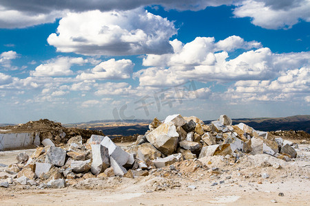 工业风景摄影照片_大理石采石场，石纹，石采石