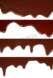 牛奶流动背景摄影照片_熔化的巧克力滴水集
