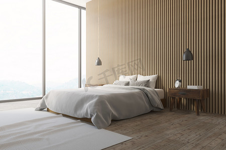 木墙阁楼卧室角落, 地毯