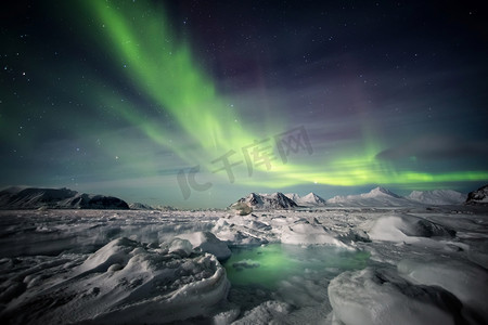 冷冻的峡湾 & 北极光-北极的自然景观.