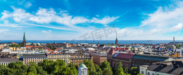 赫尔辛基的全景鸟瞰图 