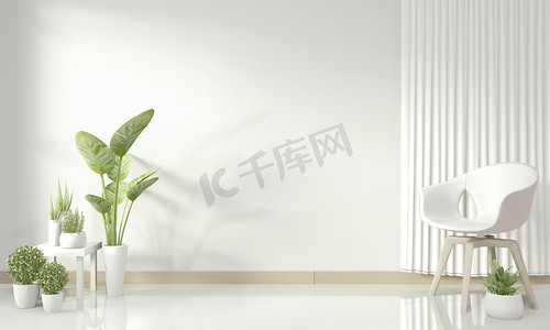 空摄影照片_白色的现代客厅模仿室内设计