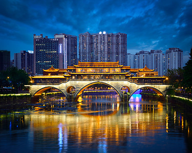 bridge摄影照片_安顺大桥夜景, 成都, 中国