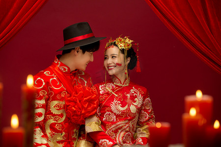 喜庆中式摄影照片_中式古典婚礼