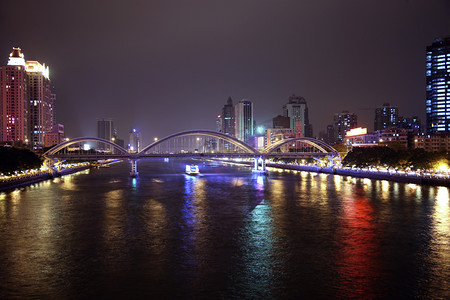 人造海摄影照片_广州海印桥夜景
