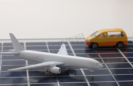 幻想图片摄影照片_汽车飞机模型太阳能板