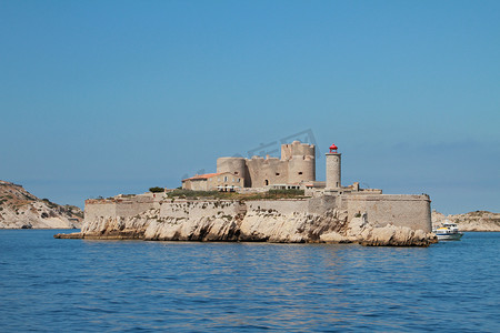 马赛摄影照片_岛上的城堡。城堡 d 如果，马赛，法国