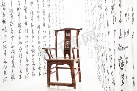书法图片摄影照片_中式椅子