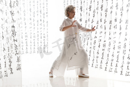 中式活动摄影照片_优雅的老年女性