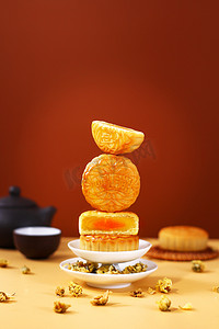传统美食中秋节月饼中秋佳节创意摄影图配图