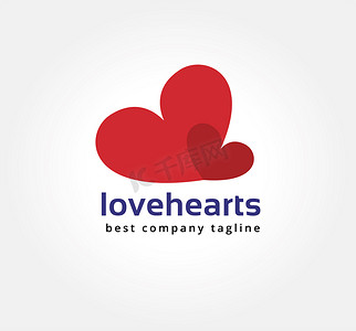 logo摄影照片_Abstract two hearts logo icon concept. Logotype template for branding and corporate design