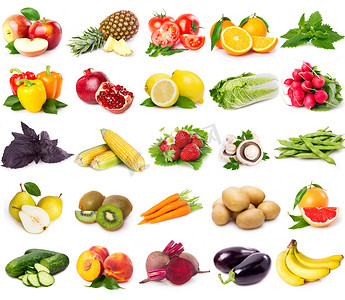 新鲜水果和蔬菜的集合