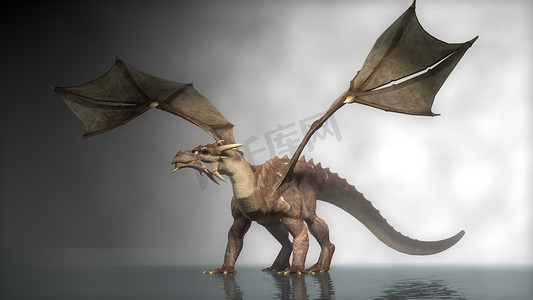 恐龙彩色3D素描，手绘爬行动物特征