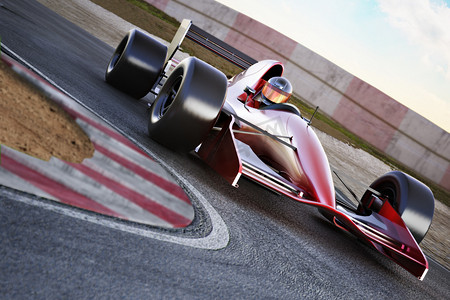 f1赛车摄影照片_赛车赛车在轨道上与运动模糊.