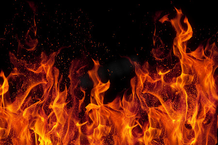 重阳黑色艺术字设计摄影照片_在黑色背景上隔离的火
