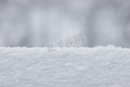 Fresh Snow Texture Background Closeup, Large Detailed Macro Pattern, Gentle Bokeh, Horizontal