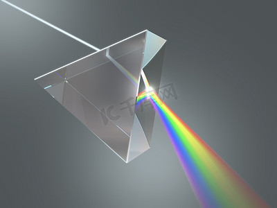高光线光效果摄影照片_水晶棱镜分散很多颜色.