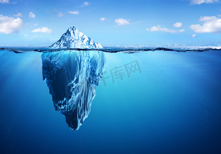 水背景摄影照片_冰山-安全的隐患及全球变暖的概念