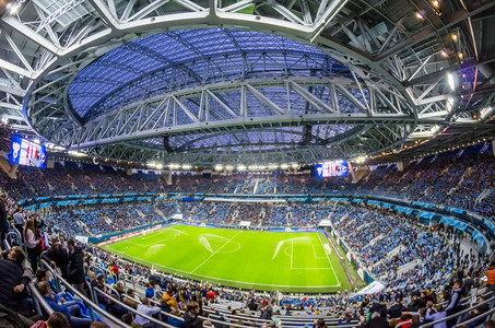 在2018年国际足联世界杯赛前, 泽尼特体育场举行友谊赛。俄罗斯, 圣彼得堡。2018年3月27日.