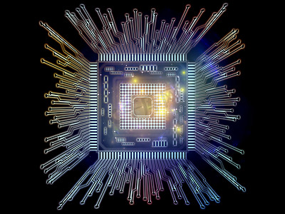 计算机系列。从计算机科学、数字世界、虚拟现实和现代技术的角度看具有分形环境的CPU三维图解