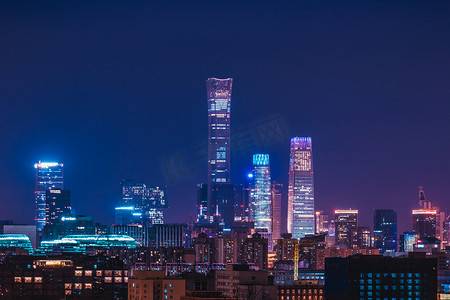 夜景北京cbd摄影照片_CBD中国北京夜景