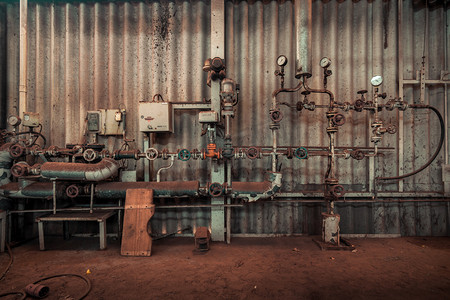 Creepy abandoned industry area with natural decay so-called lost place a decayed factory hall