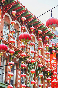 中国的红灯笼在唐人街的 San Francisco