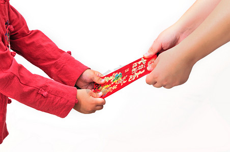 亚洲儿童手持红包, 中国新年理念