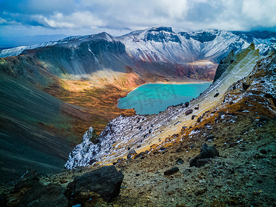 2018年那边朝鲜族自治州白头山或长白山天湖 (天池湖) 风景, 2018年9月26日.