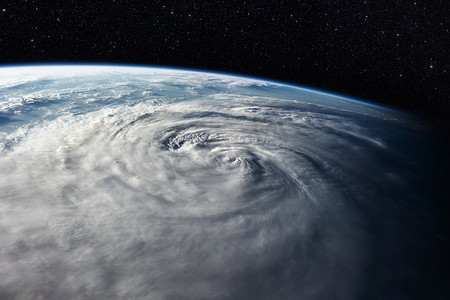 地球背景摄影照片_行星地球上空的台风-卫星照片.
