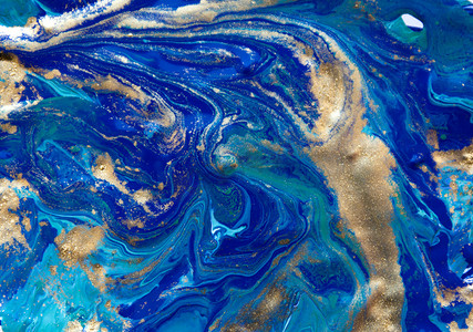 大理石蓝色的抽象背景。液态大理石图案。大理石般的丙烯酸质感