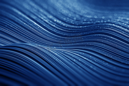 深蓝摄影照片_抽象波浪在深蓝表面背景。艺术的概念, 创造力和想象力。3d 渲染复制空间