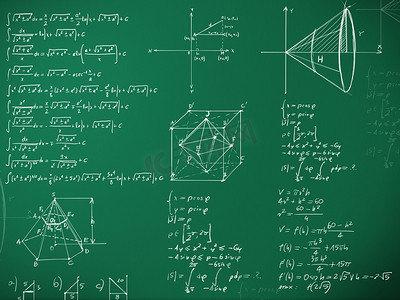 绿色几何摄影照片_学校黑板上的数学公式