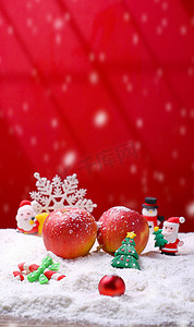 圣诞节苹果平安夜红色摄影图配图
