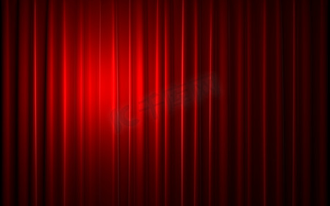 盛大开幕h5摄影照片_3D制作的红色天鹅绒窗帘开幕场景