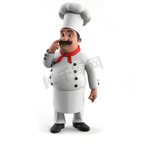 主菜摄影照片_3D渲染的厨房厨师的例证