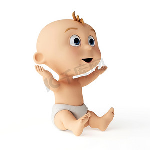 3d渲染卡通插图的一个可爱的婴儿