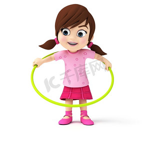 一个小女孩的3D渲染插图